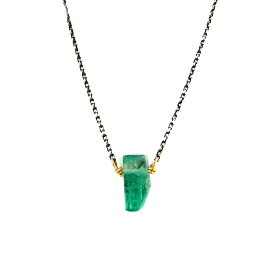 Emerald Oxidised Necklace