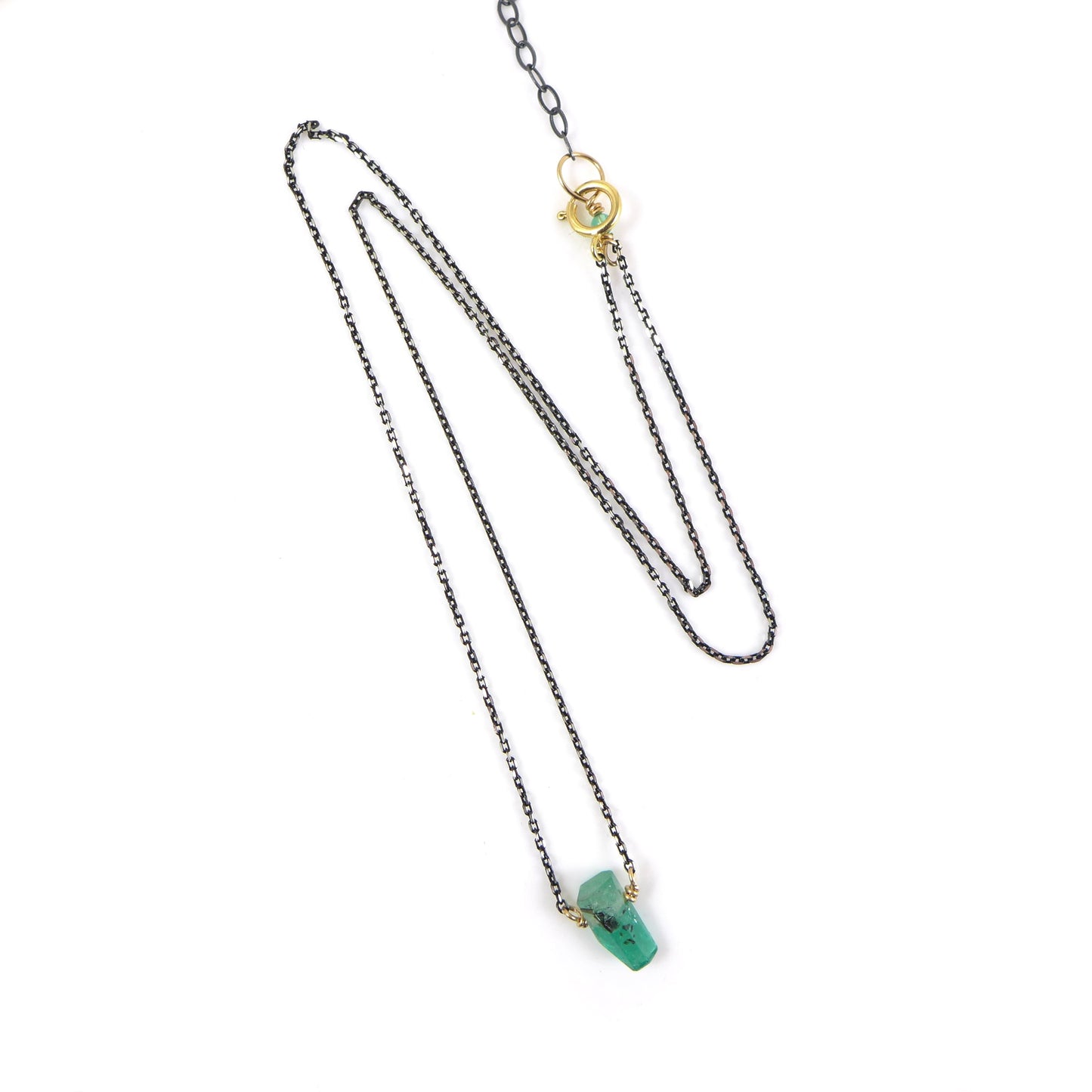 Emerald Oxidised Necklace