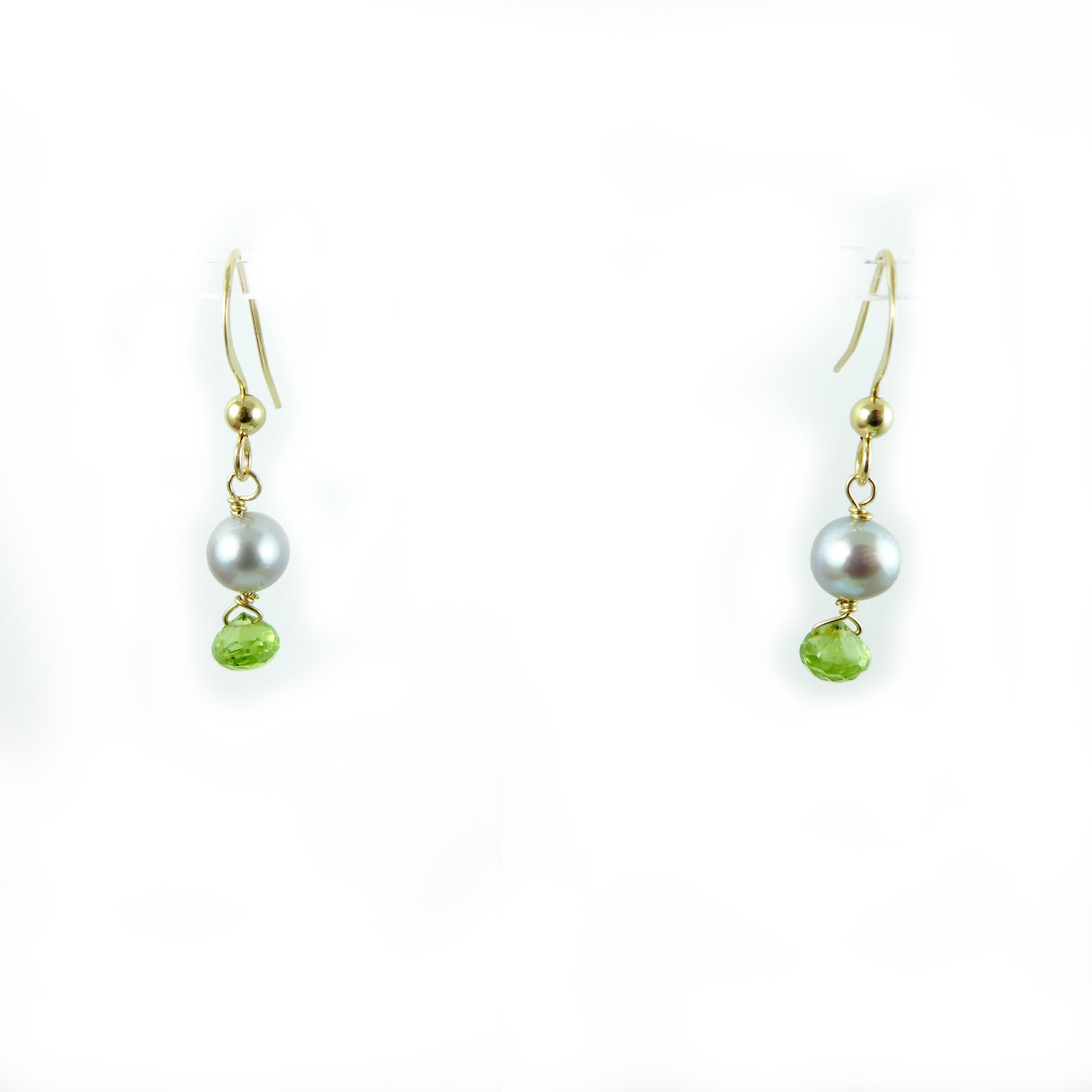 Peridot & Grey Pearl Earrings - Karen Morrison Jewellery