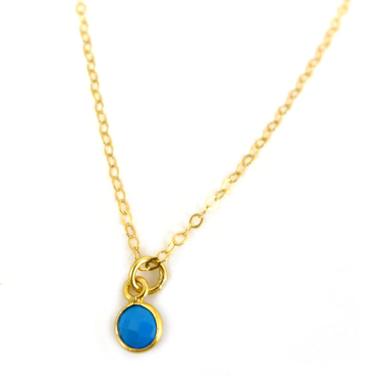 Tiny Turquoise and Gold Necklace - Karen Morrison Jewellery