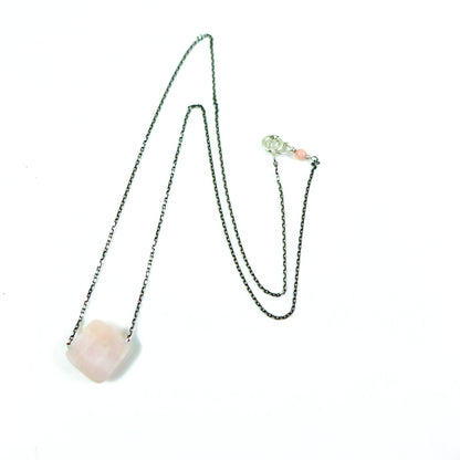 Pink Opal Oxidised Necklace - Karen Morrison Jewellery