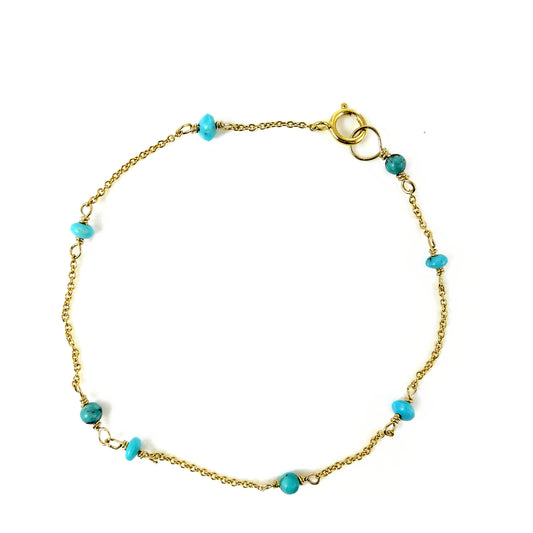 Turquoise and Gold Bracelet - karen-morrison-jewellery
