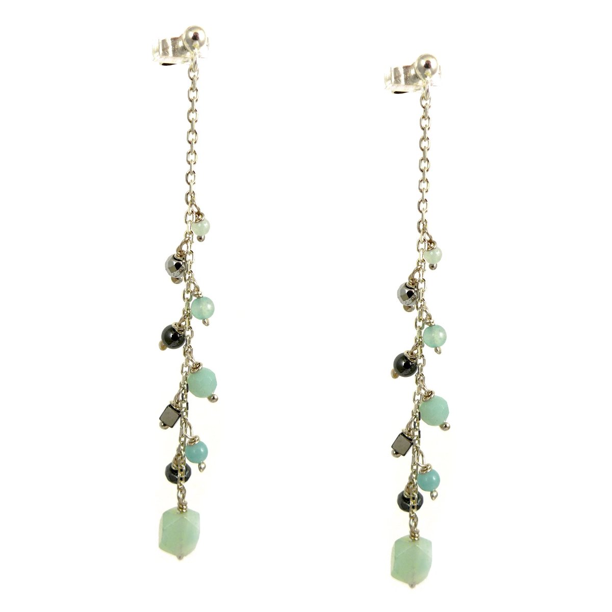 Amazonite & Hematite Earrings - karen-morrison-jewellery