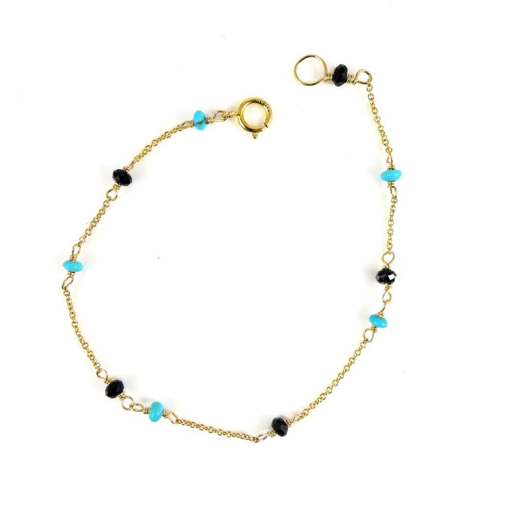 Turquoise & Black Spinel Bracelet - karen-morrison-jewellery