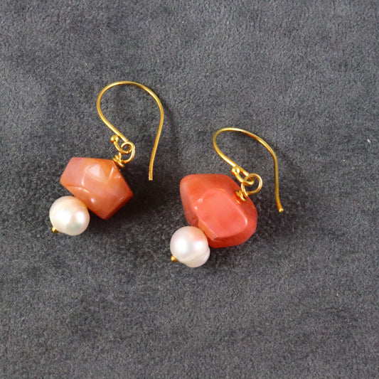 Carnelian & Pearl Earrings - Karen Morrison Jewellery