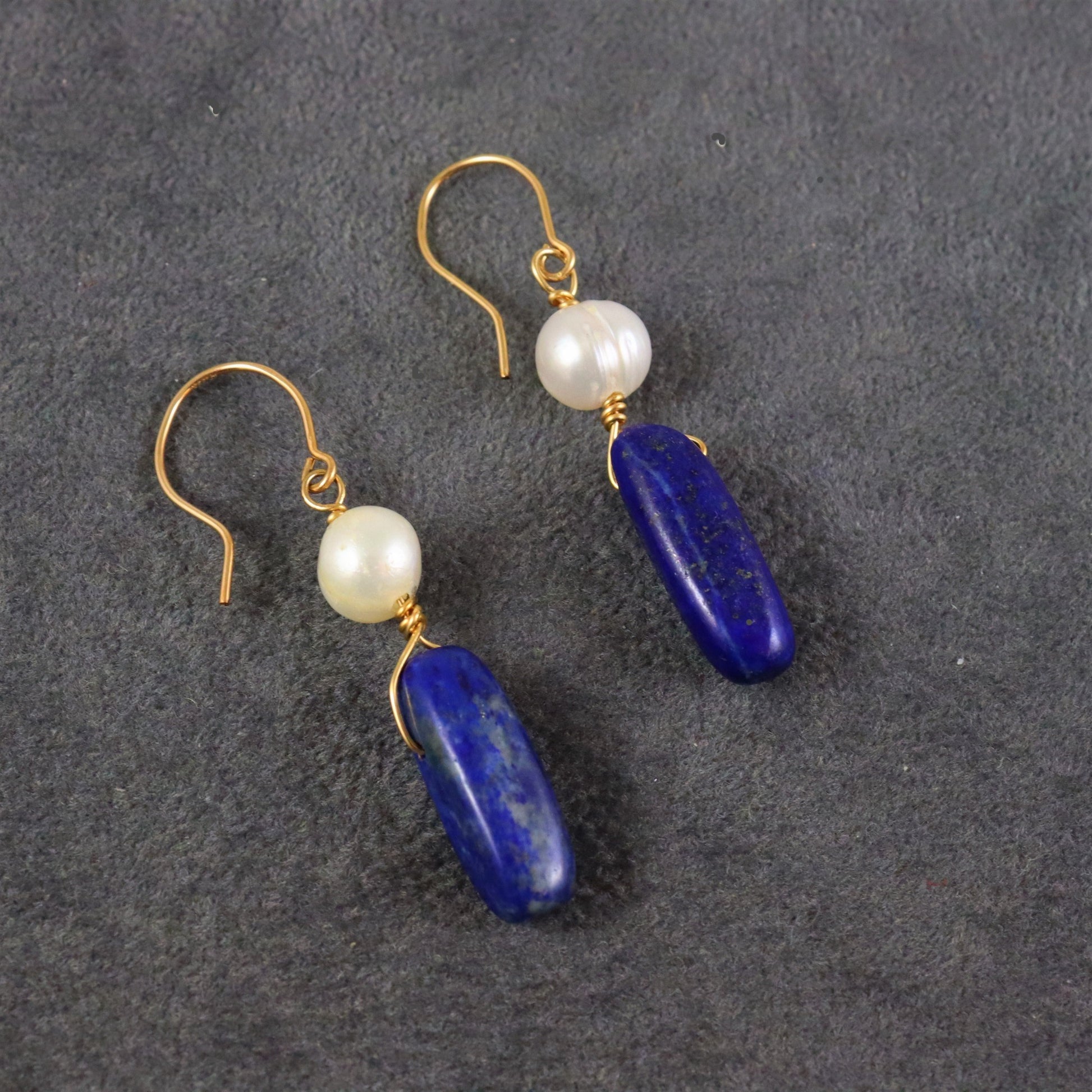 Lapis & Pearl Earrings - Karen Morrison Jewellery