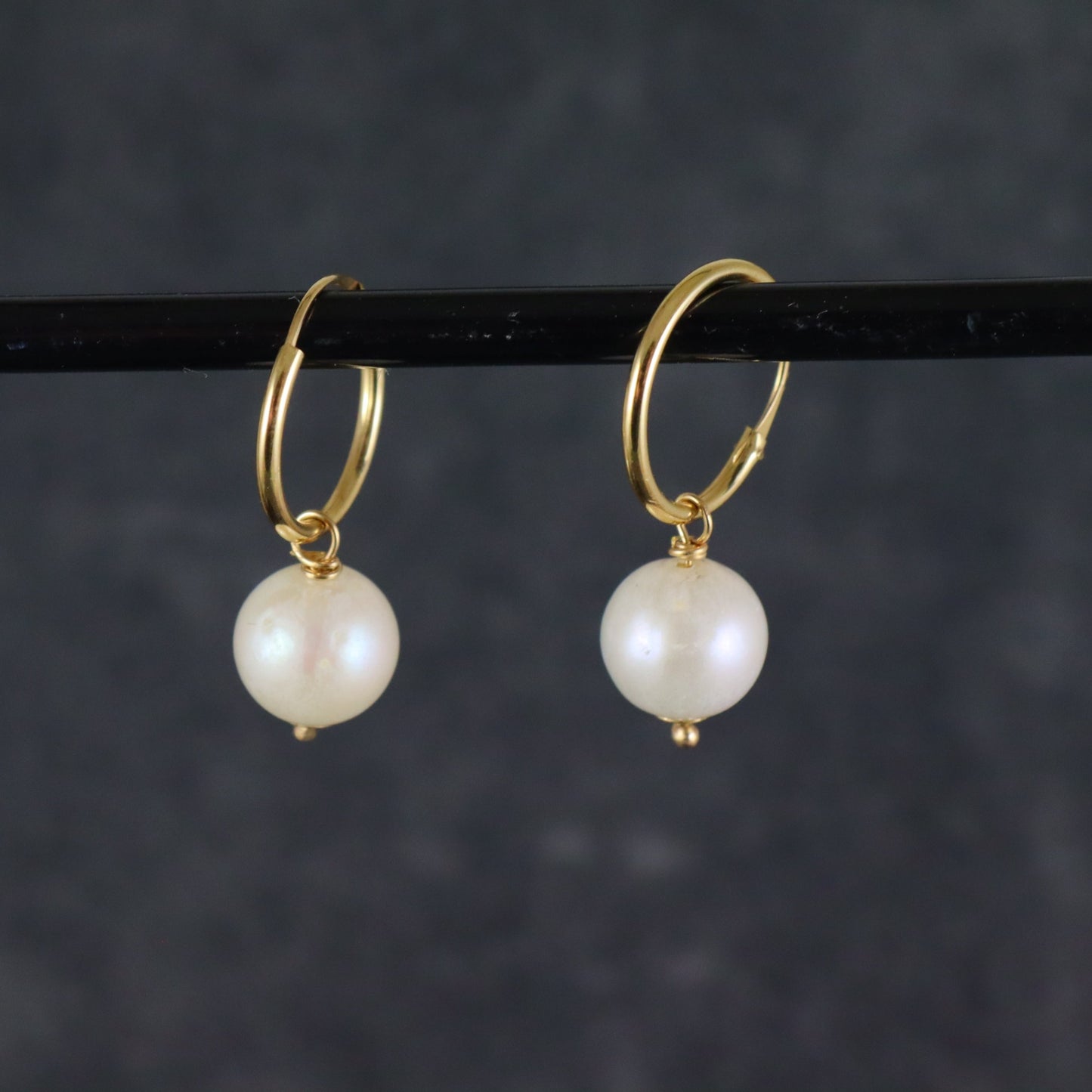 9ct Gold White Pearl Hoops - Karen Morrison Jewellery