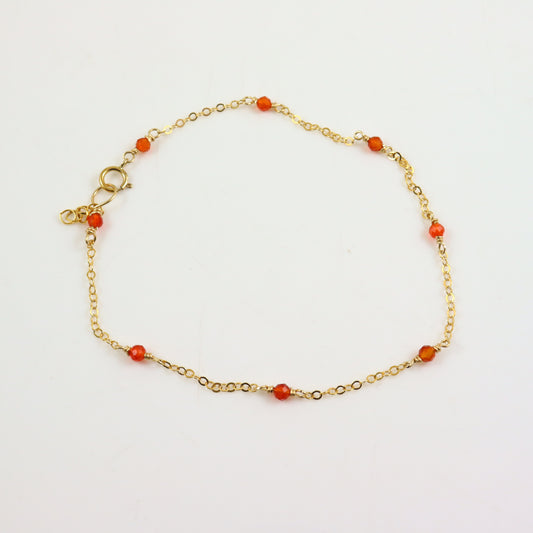 Carnelian Gold Anklet - Karen Morrison Jewellery