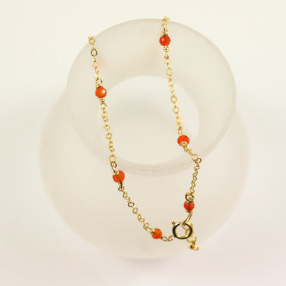 Carnelian Gold Anklet - Karen Morrison Jewellery