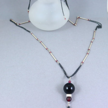 Deco style gemstone necklace