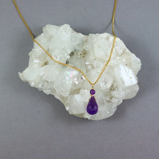 amethyst gemstone  gold chain necklace