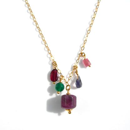 Ruby gemstone Gold Necklace - Karen Morrison Jewellery