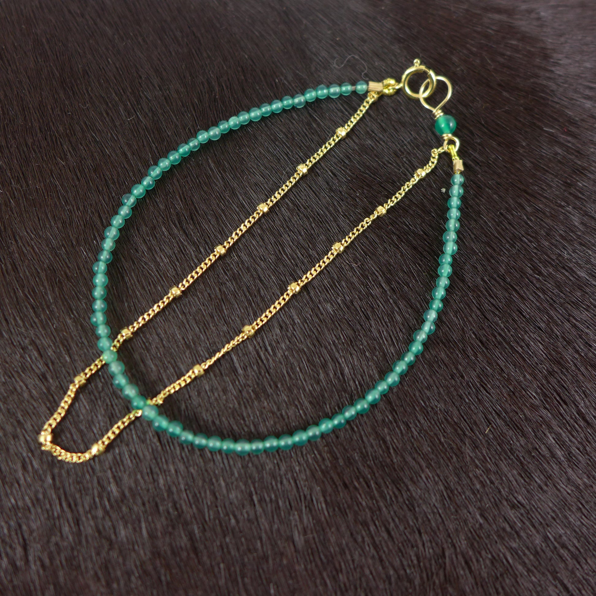 Green Agate and Gold Filled Bracelet - Karen Morrison Jewellery