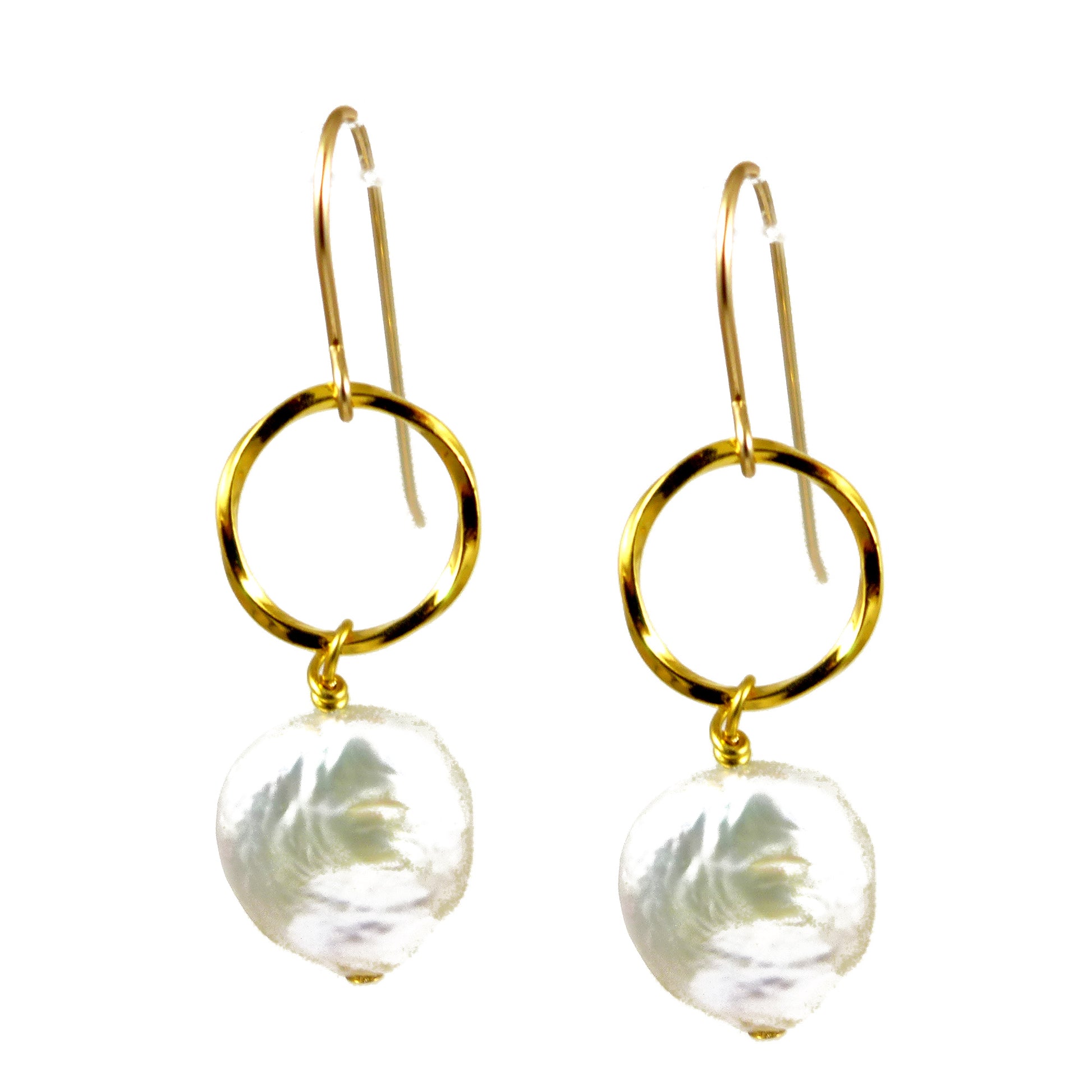 Pearl and Gold Ring Earrings - Karen Morrison Jewellery
