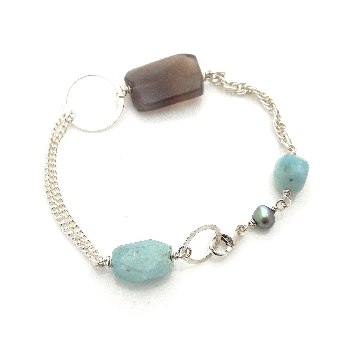 Aquamarine & Grey Agate Bracelet - karen-morrison-jewellery