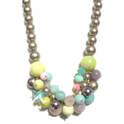 Gemstone & Swarovski Pearl Statement necklace - karen-morrison-jewellery