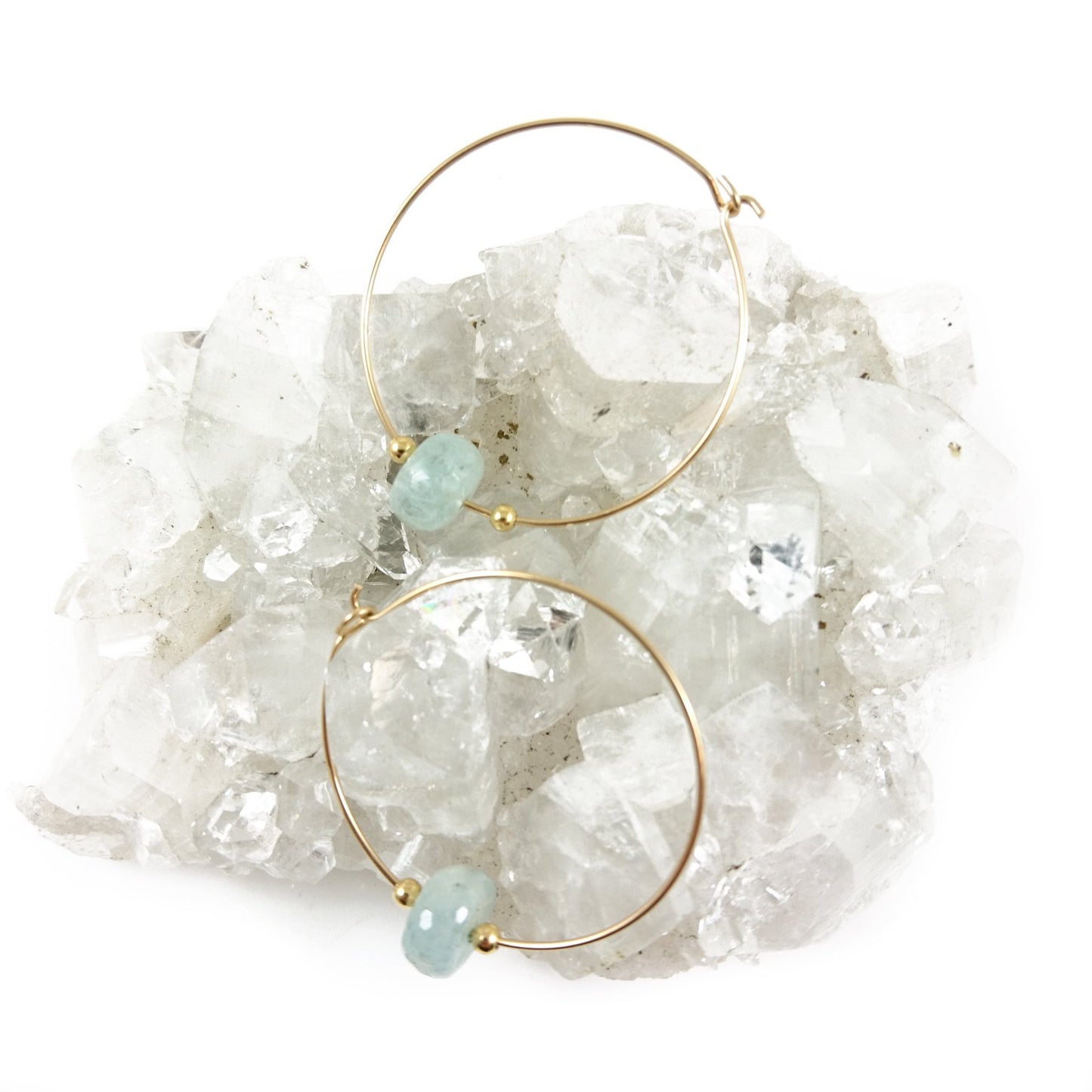 Aquamarine Gold Hoop Earrings - karen-morrison-jewellery