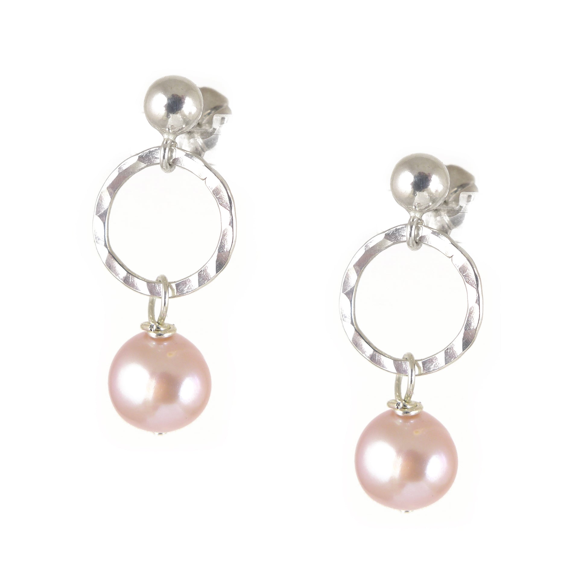 Pink Pearl Silver Earrings - karen-morrison-jewellery