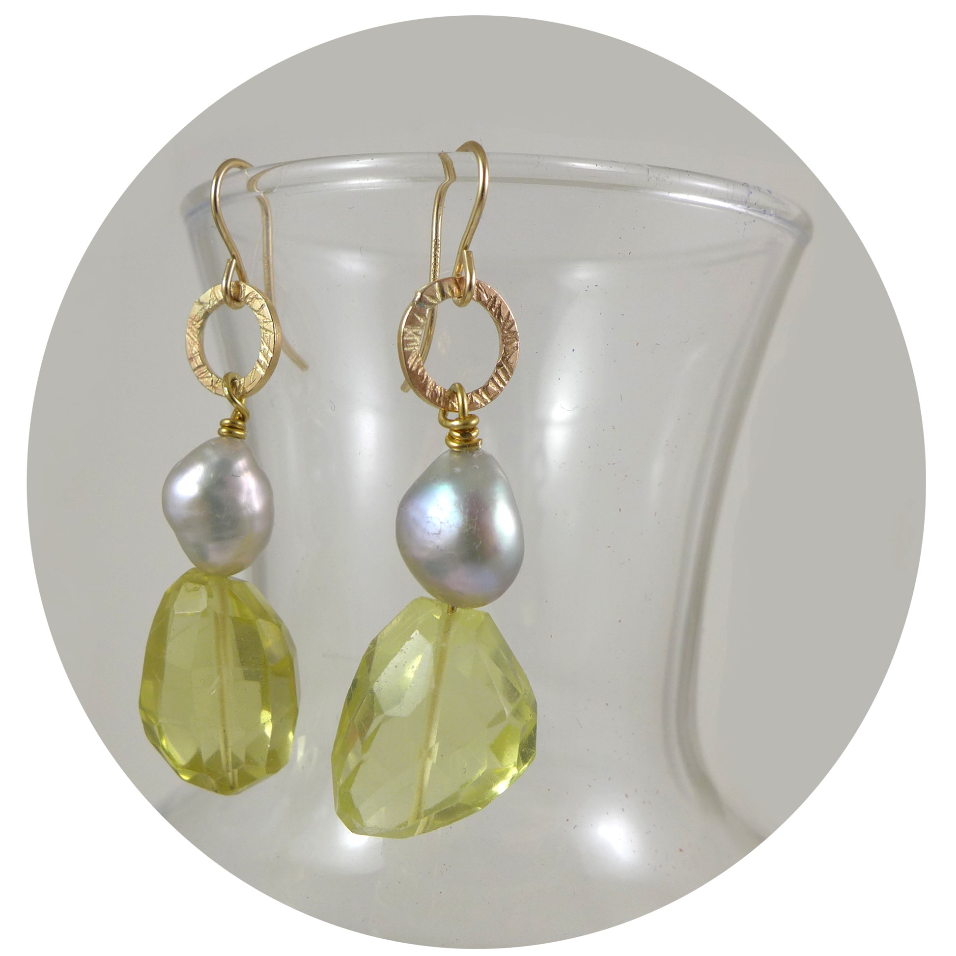 Lemon Quartz and Pearl earrings - karen-morrison-jewellery