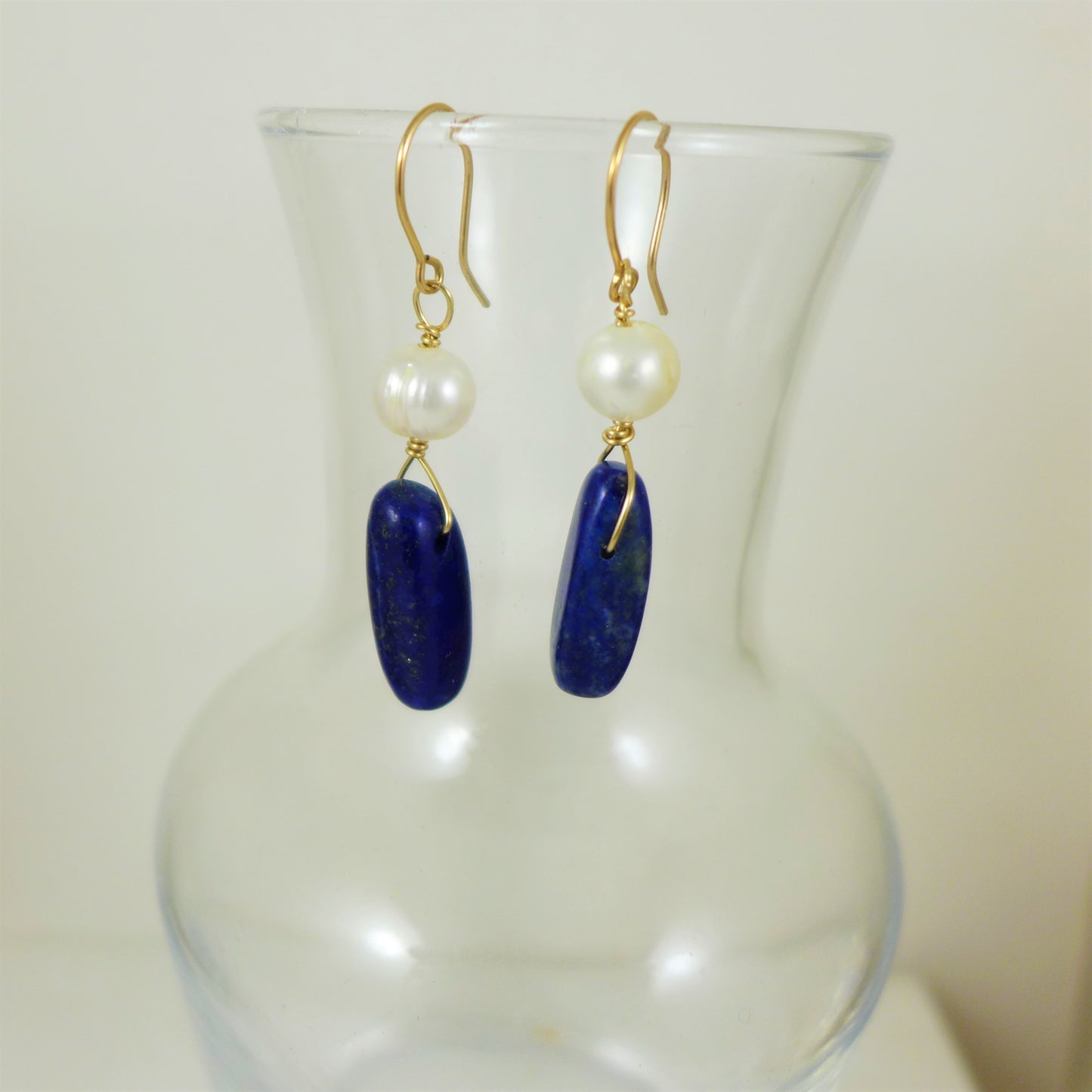 Lapis & Pearl Earrings - Karen Morrison Jewellery