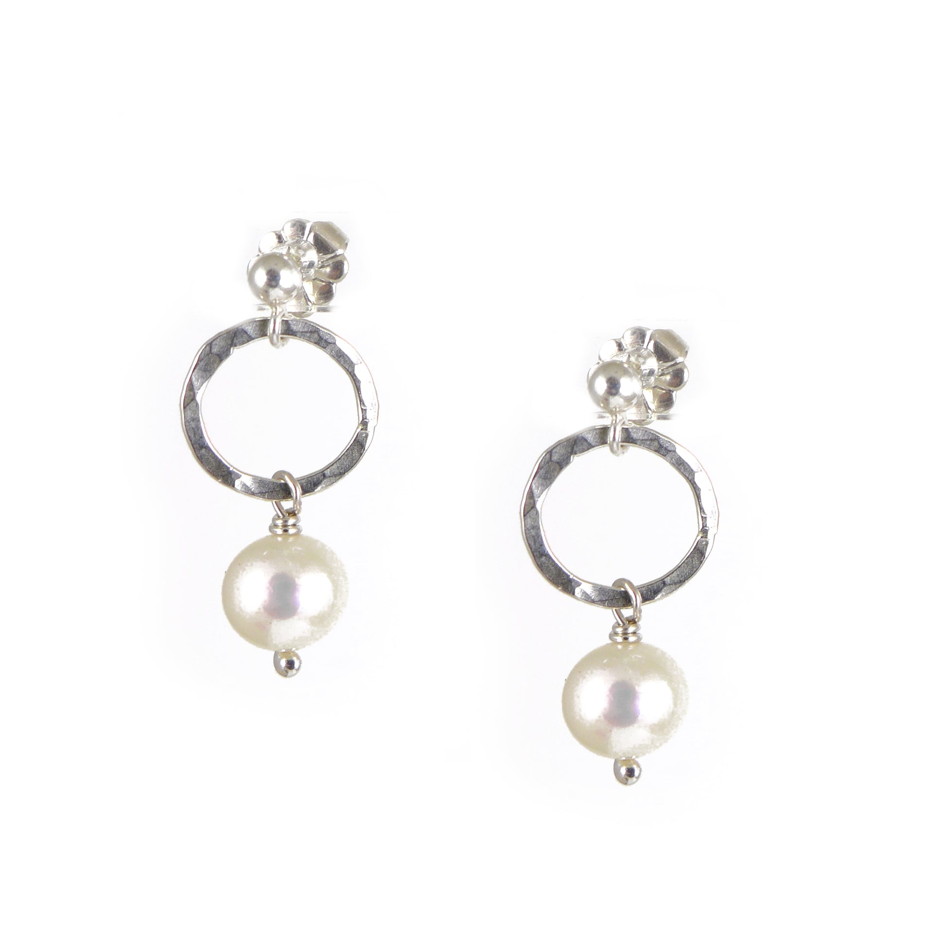 White Pearl Silver Earrings - karen-morrison-jewellery