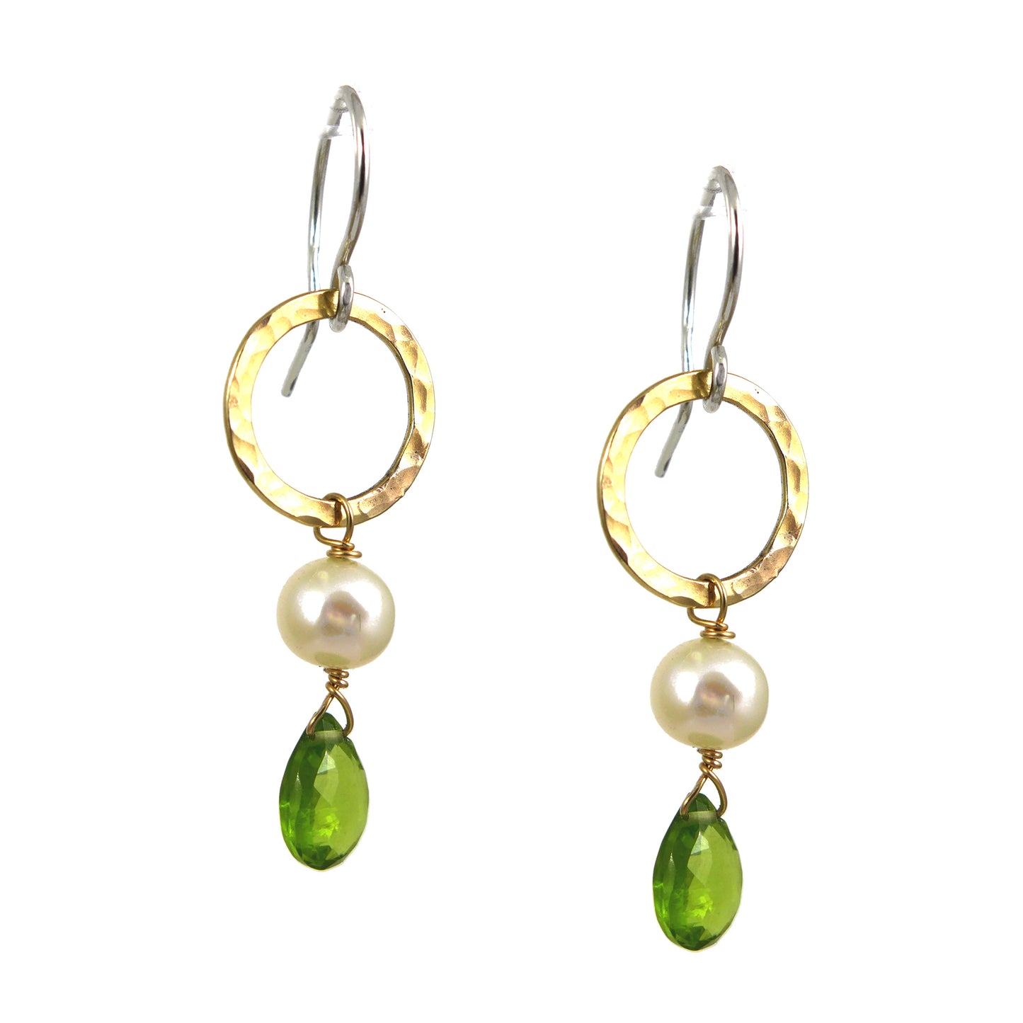 Peridot & Pearl Gold Earrings - karen-morrison-jewellery