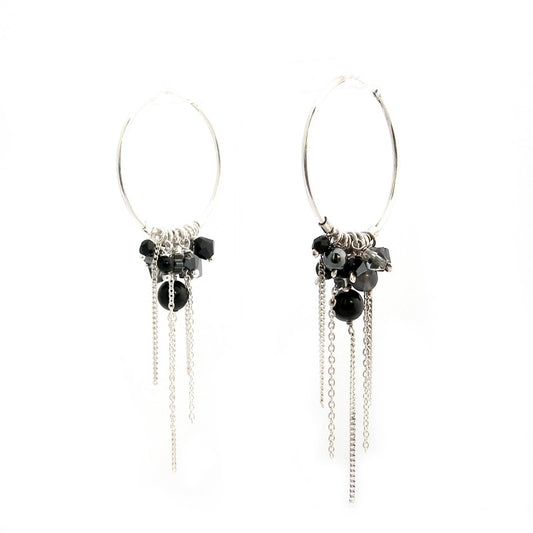 Onyx Gemstone Cluster Hoops - karen-morrison-jewellery