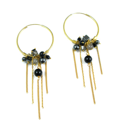 Onyx Gemstone Cluster Hoops - karen-morrison-jewellery