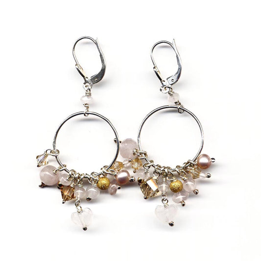 Rose quartz cluster Earrings - karen-morrison-jewellery