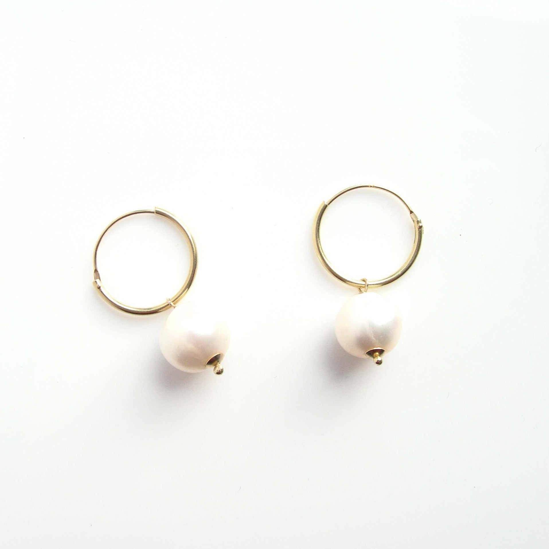 9ct Gold White Pearl Hoops - Karen Morrison Jewellery