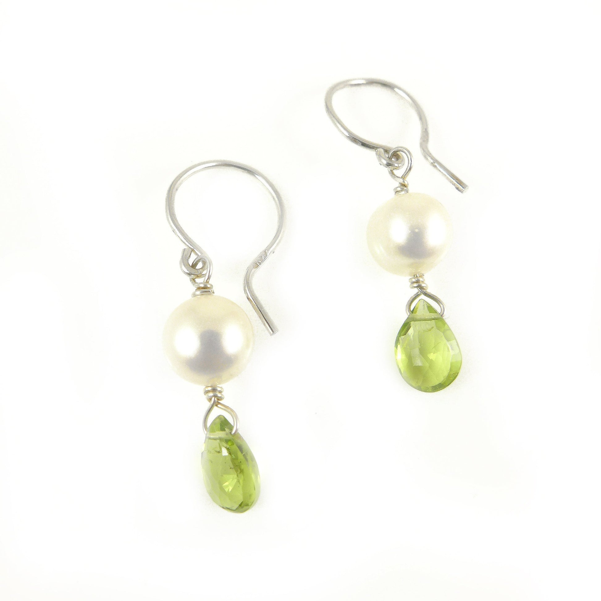 Peridot & Pearl Silver Earrings - Karen Morrison Jewellery