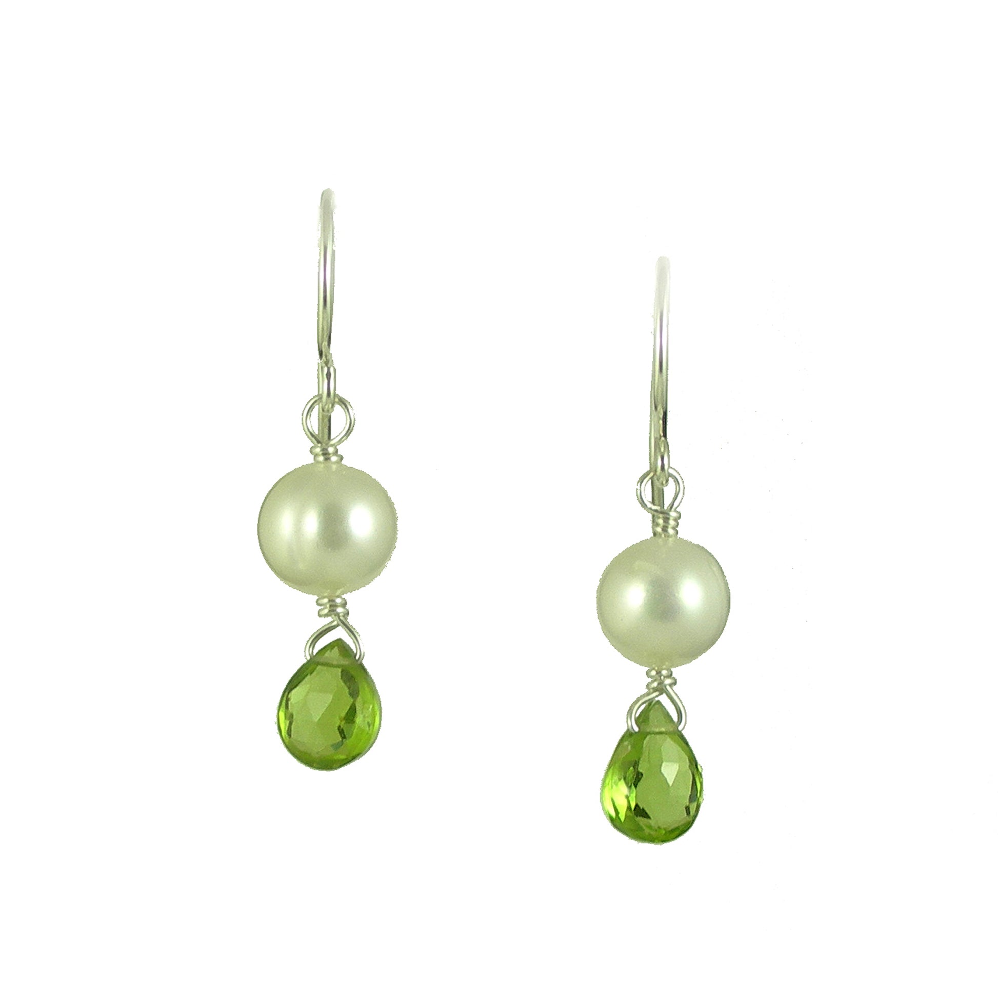 Peridot & Pearl Silver Earrings - Karen Morrison Jewellery