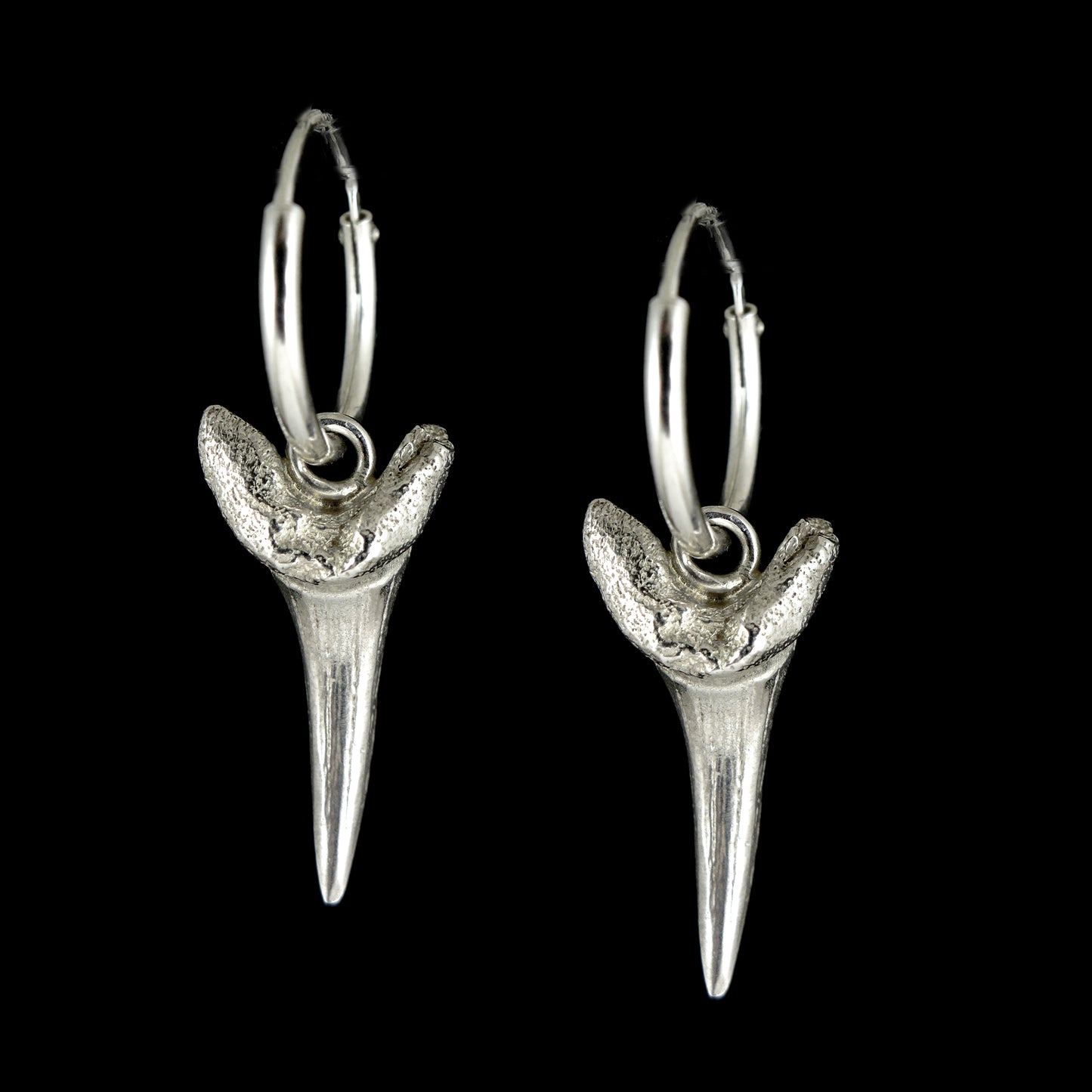 Sterling Silver Sharks Tooth Earrings - Handcrafted in London.