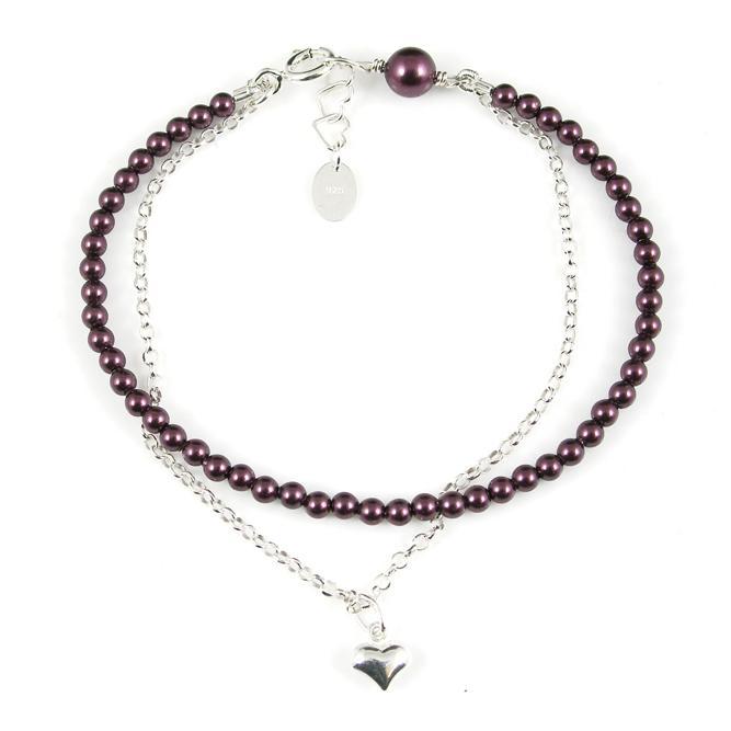 Swarovski Pearl Bracelet with Heart Charm - karen-morrison-jewellery