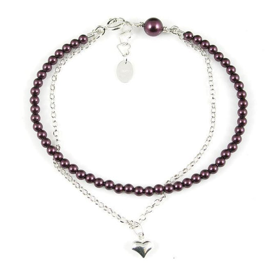Swarovski Pearl Bracelet with Heart Charm - karen-morrison-jewellery