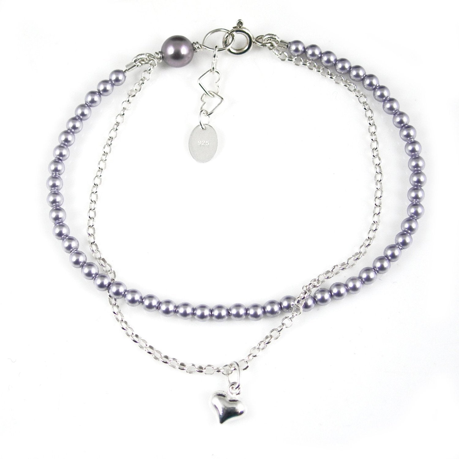 Swarovski Pearl Bracelet with Heart Charm - karen-morrison-jewellery