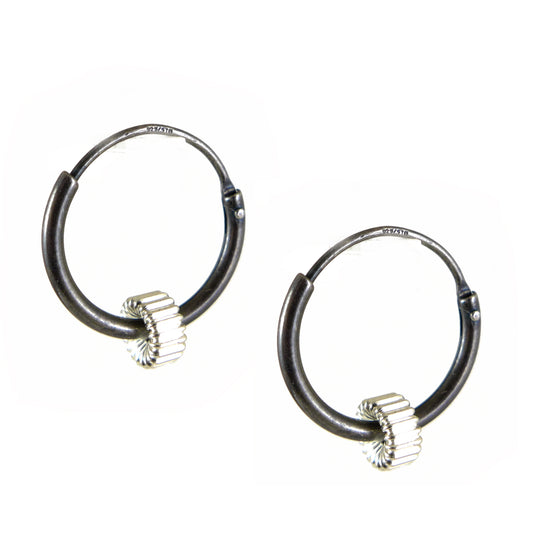 Oxidised Silver Hoop Earrings - karen-morrison-jewellery