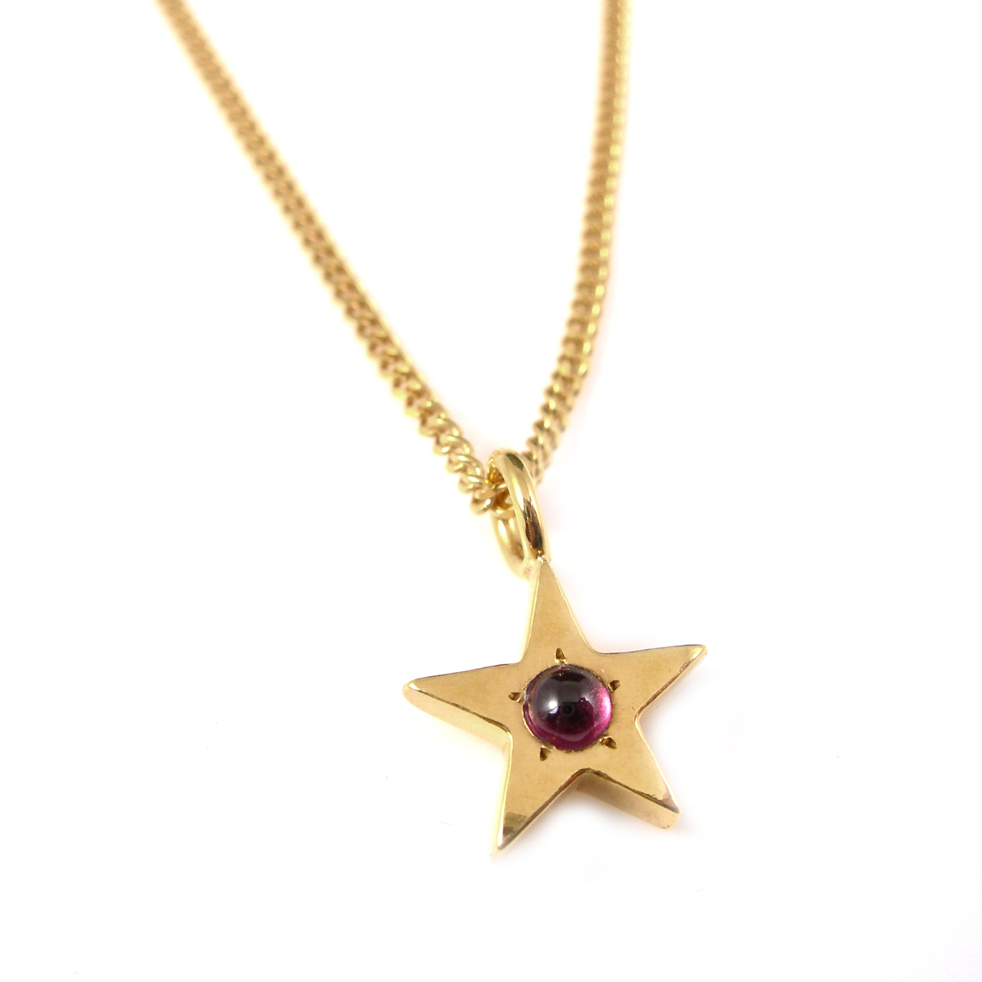 Gold Star Pendant with Garnet - karen-morrison-jewellery