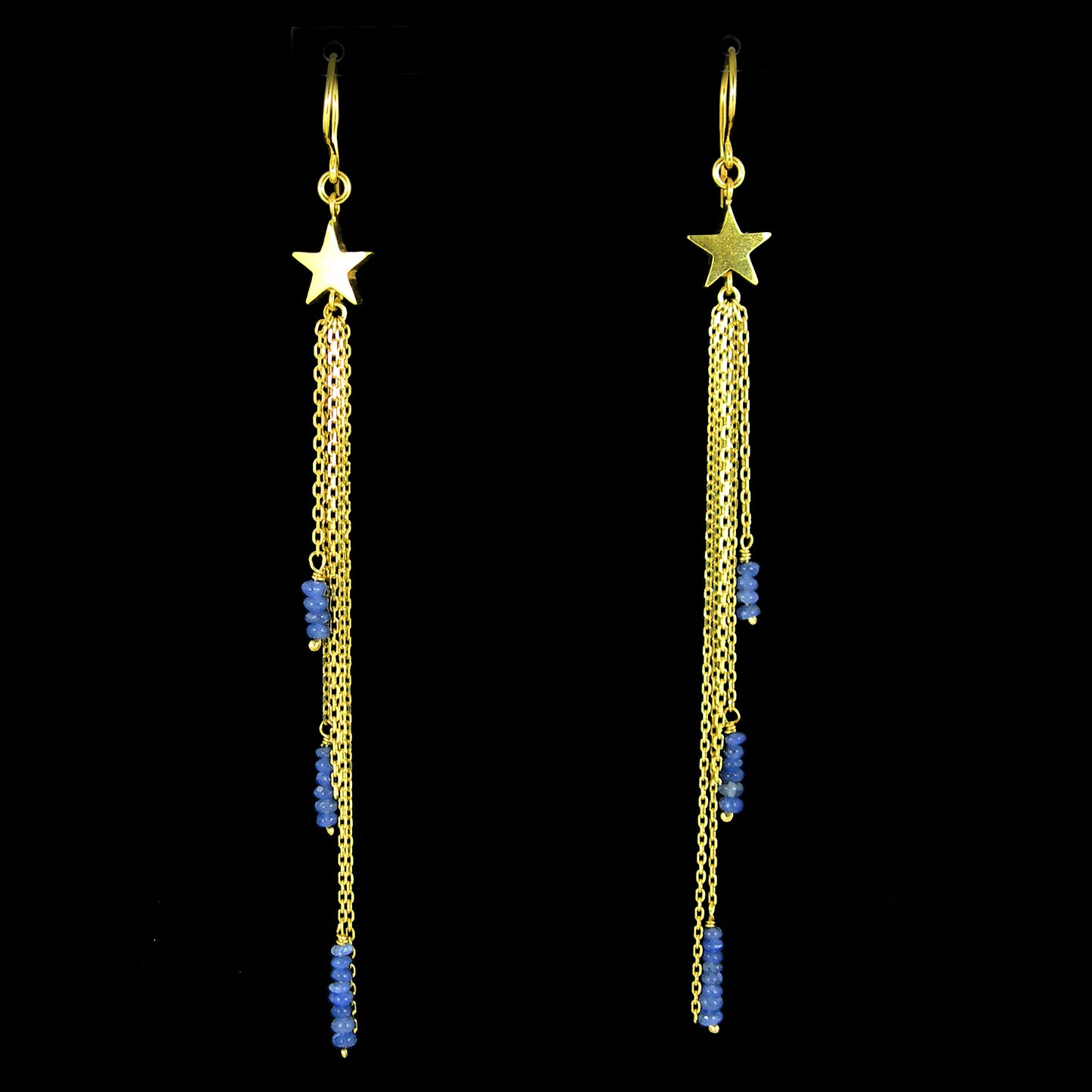 Star and Sapphire Long Earrings - karen-morrison-jewellery
