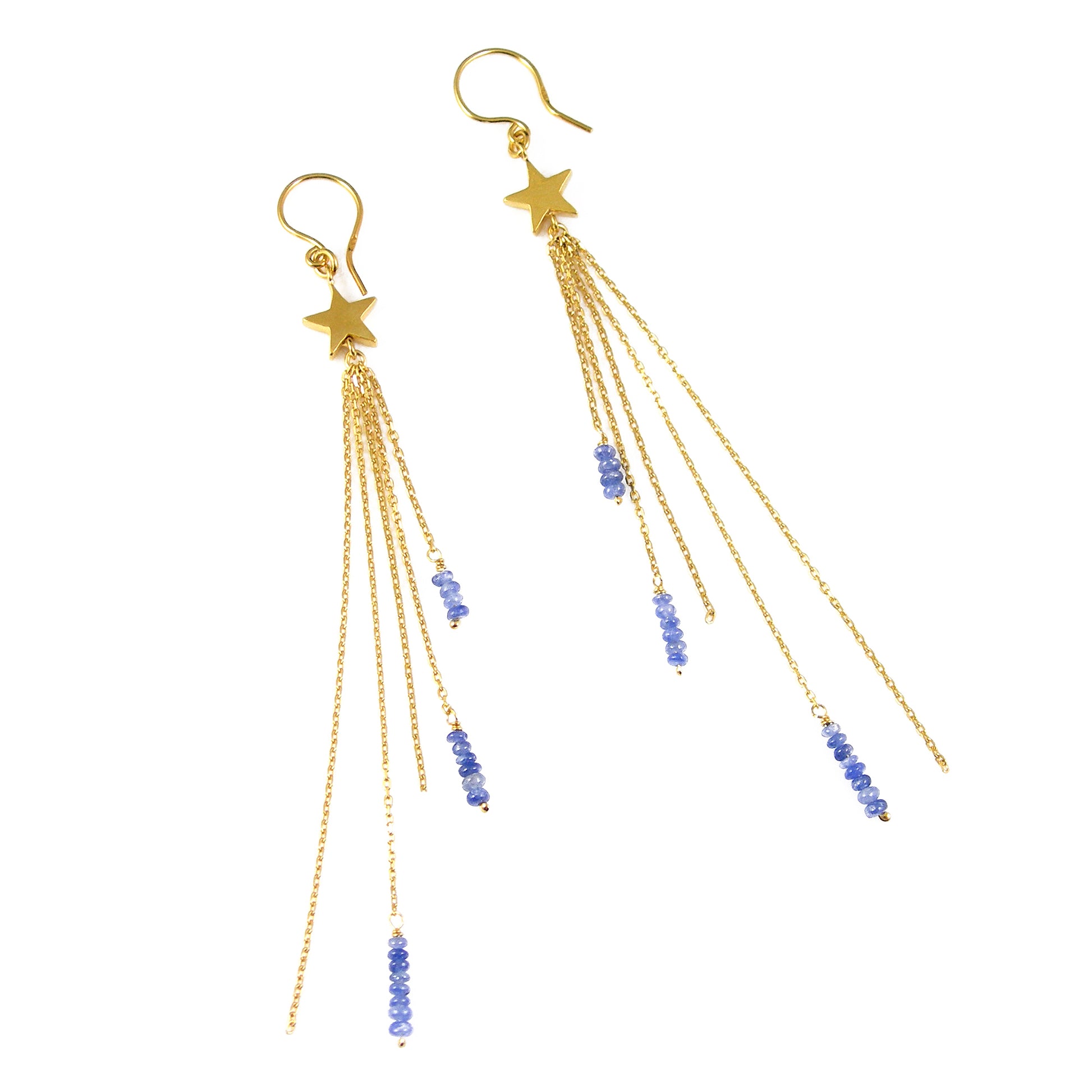 Star and Sapphire Long Earrings - karen-morrison-jewellery