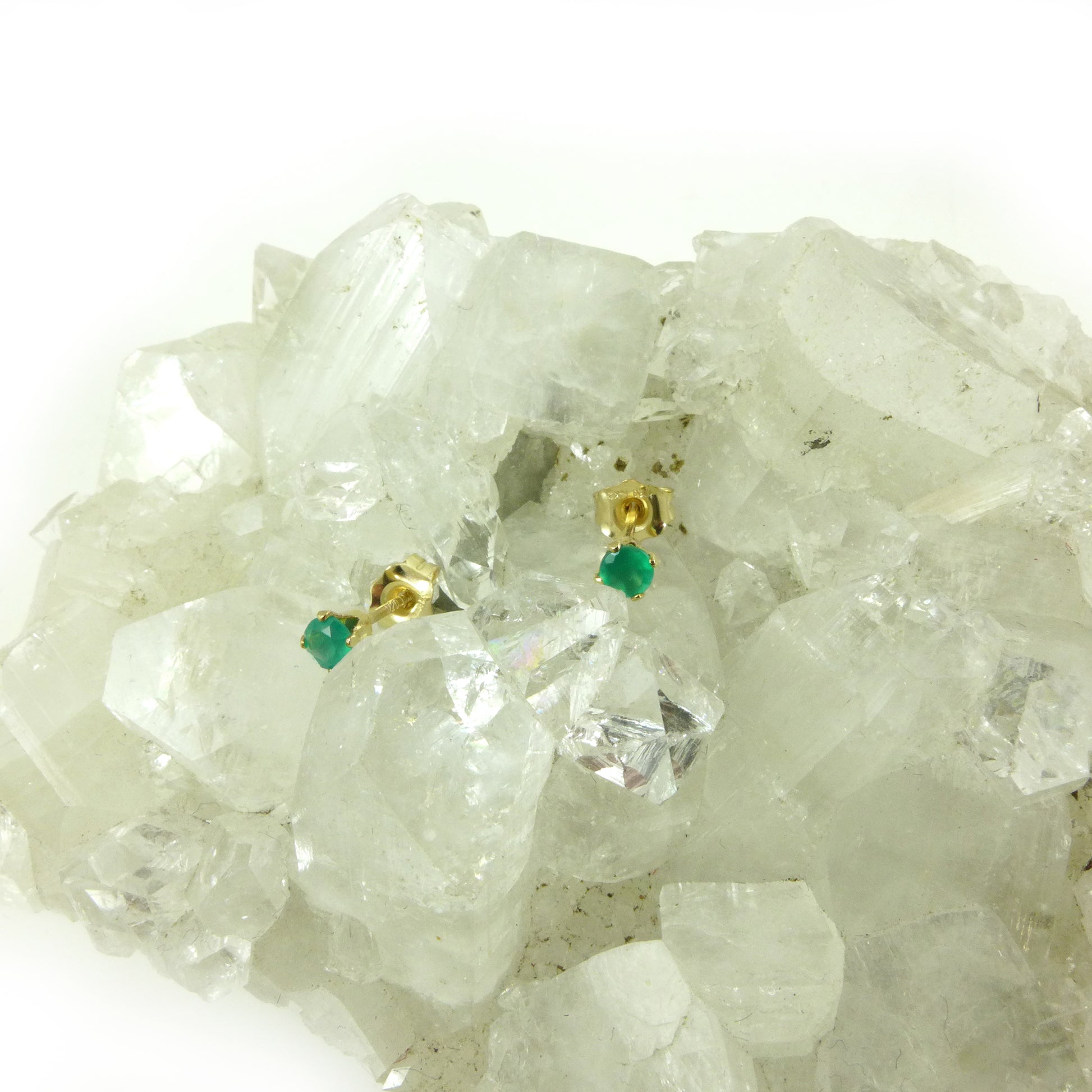 Green Agate Stud Earrings - Karen Morrison Jewellery